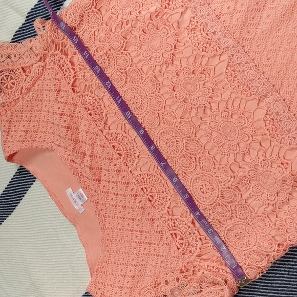 Floral Peach Crochet Mini Dress - Picture 10 of 14